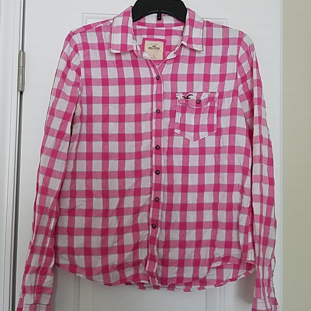 Hollister Pink Flanel shirt size L
